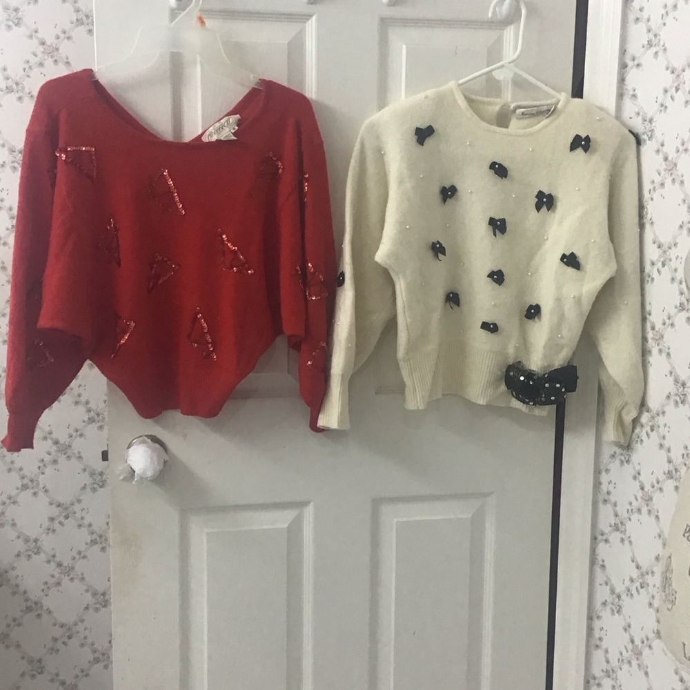 2-80’s/90’s Lambs Wool & Angora Waist Length Dolman Sleeved Sweaters. See Notes,